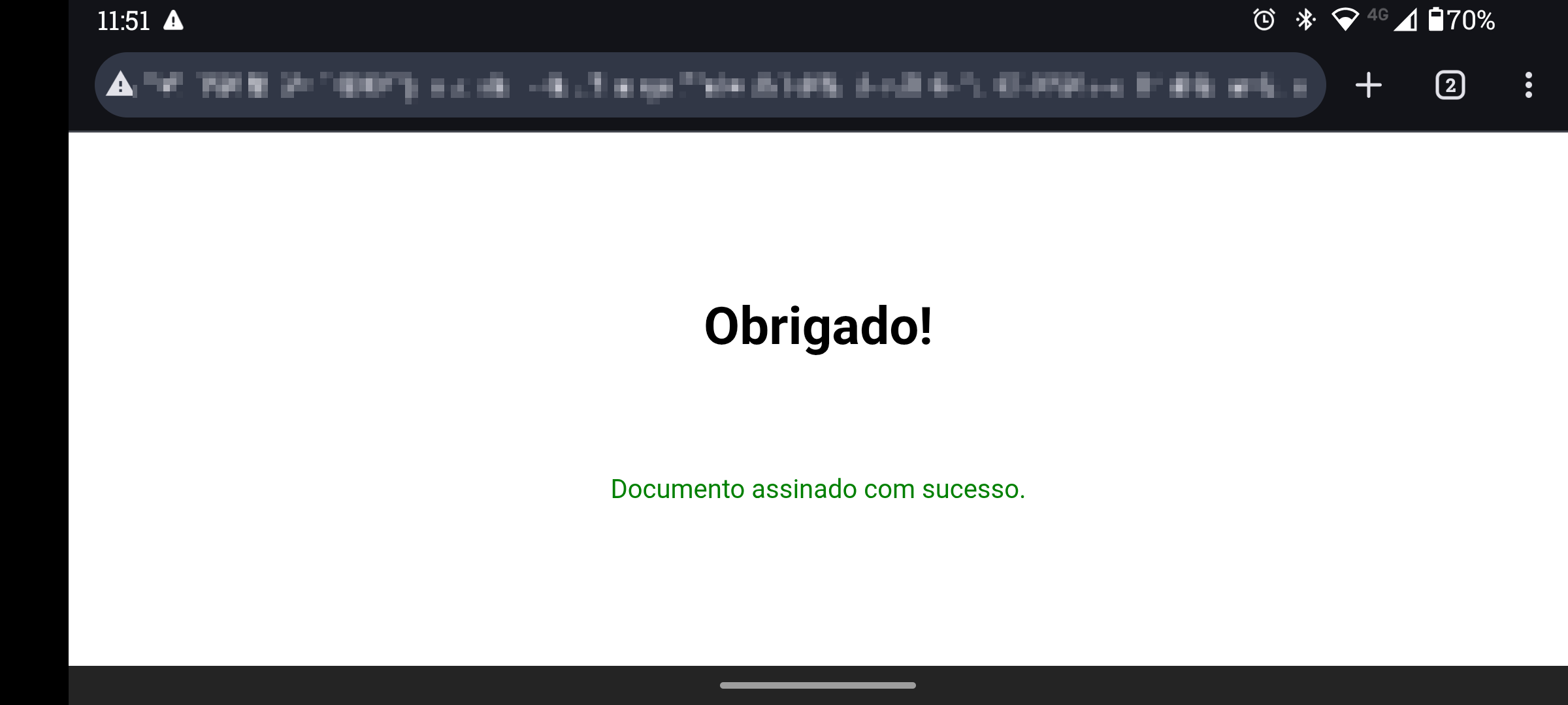 tela assinatura obrigado