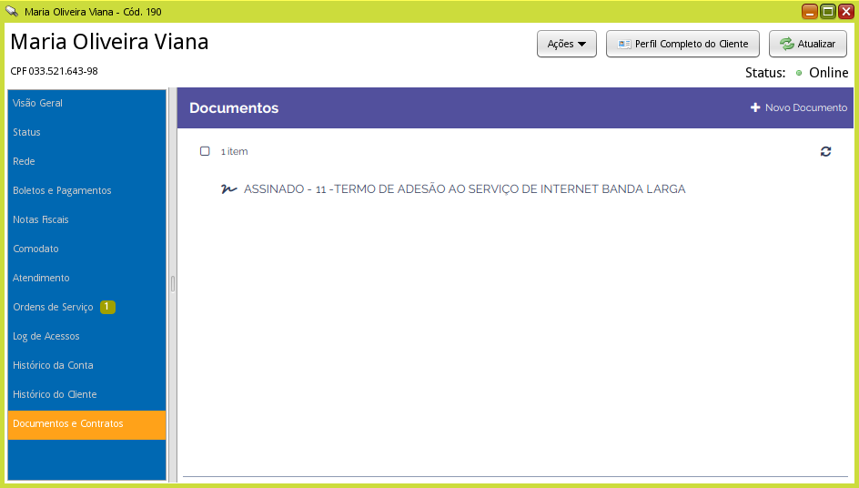 tela cliente documentos assinado